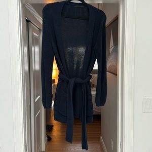 Jenni Kayne cotton belted cardigan size small in navy